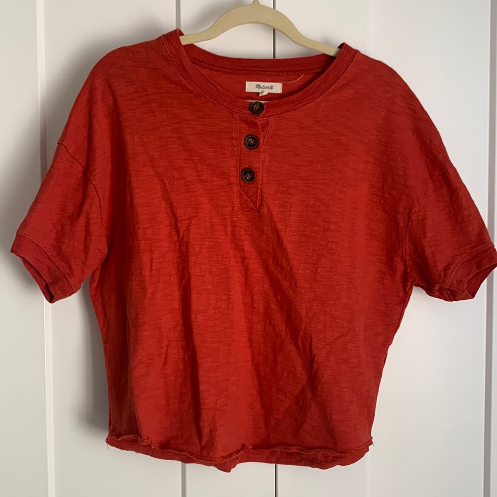 Madewell Raw-Edge Henley Tee